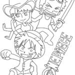 tranh tô màu one piece chibi zoro luffy robin